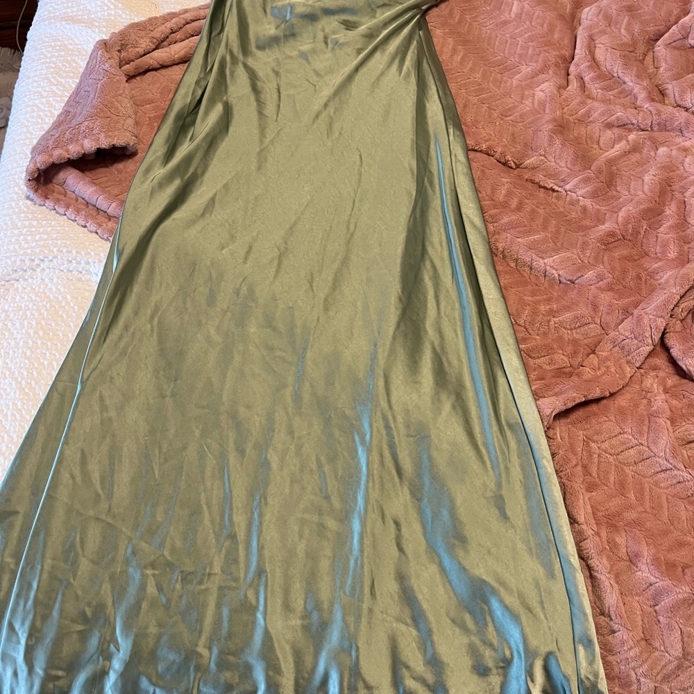 Elegant Green Satin Dress